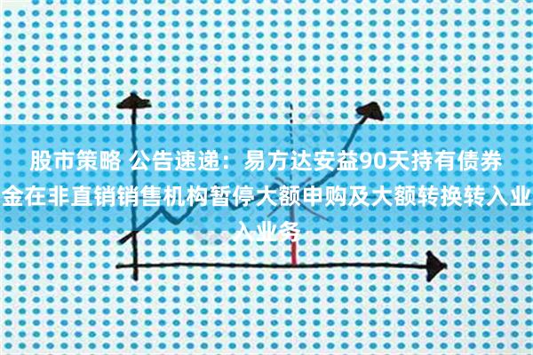 股市策略 公告速递：易方达安益90天持有债券基金在非直销销售机构暂停大额申购及大额转换转入业务