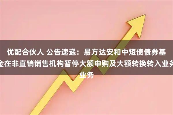优配合伙人 公告速递：易方达安和中短债债券基金在非直销销售机构暂停大额申购及大额转换转入业务